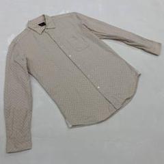 MEN'S BIGI シャツ 長袖 ベージュ ヘリンボーン柄 コットン Lサイズ