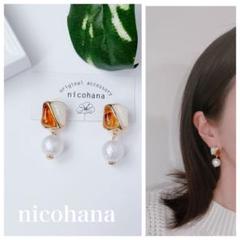 No.407 コットンパール×ゴールドピアス