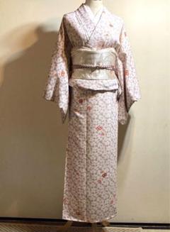 着物 紫 菊 袷 洗える シック 古典柄 小紋 仕立て上がり 単品