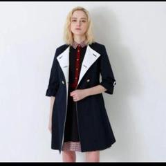 LOVELESS✨プリーツロングコート 金ボタン ネイビー 34 XS