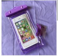 スマホ防水 浮く パープル 防水カバー 海 レジャー アウトドア スマホ