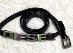DIESEL メタリックロゴ ブラックベルト