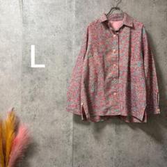 1125 和装 紅葉柄ジャケット くすみピンク L ゆったり ハンドメイドのサムネイル