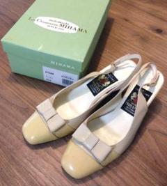 ミハマ MIHAMA ヒール レザー ベージュ バックストラップ 23,5cm