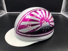 コルク半　カスタム　富士日章　三つボタン　ホワイトピンク　ラメ　桜　　文字あり コルク半 カスタム 富士日章 三つボタン ホワイトピンク ラメ 桜