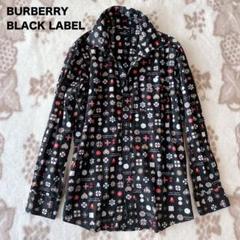 【希少】バーバリーブラックレーベル　モノグラム柄　ブラックジャケット　Ｍサイズ BURBERRY BLACK LABEL 羊革 ライダースジャケット M