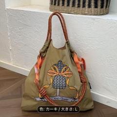 刺繍バック　Lサイズ　エコバッグ、ジムバック