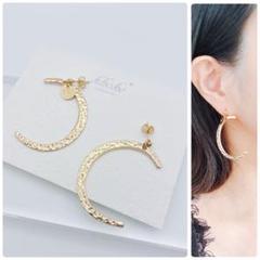 no.644 大ぶり♡三日月とコインチャームのピアス or イヤリング ムーン