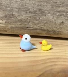ガラス細工　小鳥とあひる
