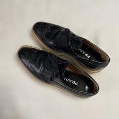 プラダ エスパドリーユ レースアップシューズ ブラック Prada/プラダ｜ブラック レザー レースアップ シューズ