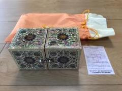 韓国 ヴィンテージ 宝石箱 螺鈿 鳳凰 鳥 花 2段収納 鏡付 漆