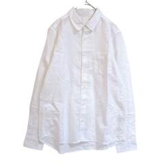 ジーユー【M】コットンリネンシャツ　長袖　白　シンプル　カジュアル