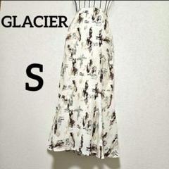 GLACIERロングスカートSマーメイドフレア総柄カモフラ白