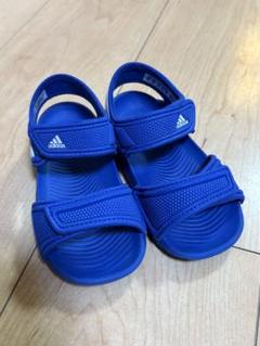 adidas 青 サンダル ストラップ付き　14cm