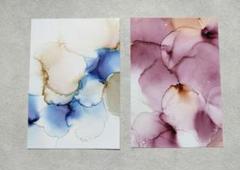 アルコールインクアート♢2枚セット　原画27 ブルー　パープル　秋カラー