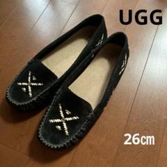 UGG アグー　スエード　モカシン　デッキシューズ　黒　26㎝のサムネイル