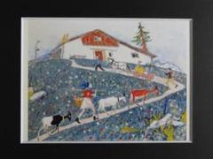アロイス・カリジェ、【フルリーナと山の鳥】、希少画集画より、状態良好 アロイス・カリジェ、【フルリーナと山の鳥】、希少画集画より