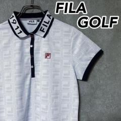 FILA GOLF フィラゴルフ 総柄 ロゴ 半袖 ポロシャツ ゴルフウェア