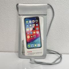 【WATERPROOF】 防水ケース ストラップ付き シルバー スマホ
