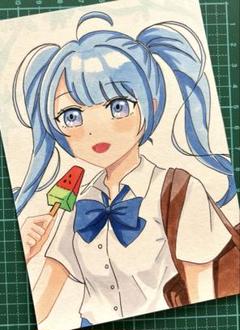 コピック⭐︎オリジナルイラスト「学生-アイス-」