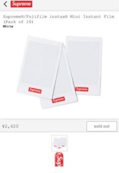 即完売 早い者勝ち supreme 富士フィルム インスタント
