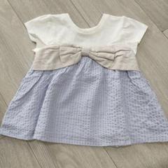 petit main リボン付きフレアトップス 90cm