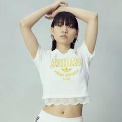 クロップドレーストリムTシャツ adidas（アディダス）の「【ZOZO限定】クロップド レース トリム
