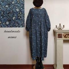 handmadeウィリアムモリス（デイジー）フリルのワンピースfree半袖 handmadeウィリアムモリス（デイジー）フリルワンピースfree半袖