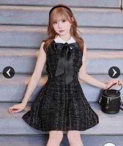 【新品未開封】ミシェルマカロン ツイードフレアワンピース XS ブルー michellMacaron♡ミシェルマカロン♡ツイードフレアワンピース