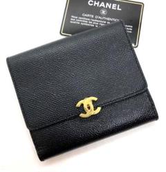 CHANEL シャネル wホック折り財布 黒 ブラック ロゴ ココマーク - メルカリ
