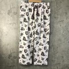 Y2722古着　柄パンツ　パジャマパンツ　白　90s Y2K