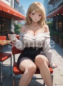 ong2　AI 美女 A4 ポスター 光沢紙 フェチ セクシー ニット 太もも