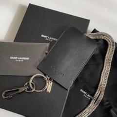 【極美品】サンローラン ネックストラップ キーケース チェーン レザー 黒 極美品】サンローラン ネックストラップ キーケース チェーン