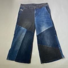 DIESEL ディーゼル デニムパッチワークワイドレッグパンツ