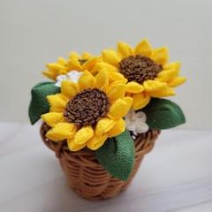 ちりめんつまみ細工　ひまわり籠