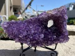 超高品質！ウルグアイ産⭐️帝王アメジストクラスター・ピンクカルサイト付き⭐️N8