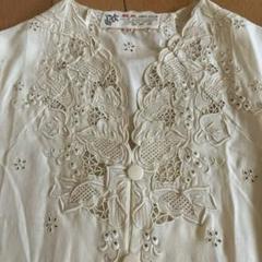 【年代物】アンティーク スワトウ刺繍 シルク ブラウス ヴィンテージ 昭和レトロ
