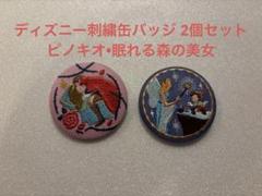 ディズニー 刺繍缶バッジ ピノキオ 眠れる森の美女 2個セット