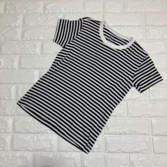 無印良品 Tシャツ M ボーダー 良品計画 しましまブラック/ホワイト 綿100