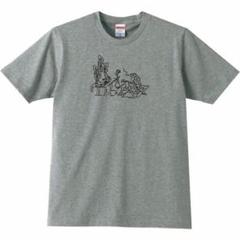 大阪万博　高山寺　国宝　鳥獣人物戯画　グレー Mサイズ イラストTシャツ 大阪万博 高山寺 国宝 鳥獣人物戯画 グレー Mサイズ イラストT