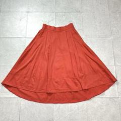 【クリアインプレッション】フレアスカート ミモレ丈 レッド M相当 春夏
