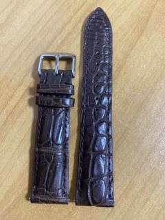 焦げ茶 時計ベルト ラグ幅20x18mm クロコダイルレザー パネ棒付き
