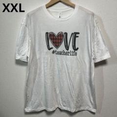 アメリカ輸入　デザインプリント半袖Tシャツ　XXL　白　ホワイト　古着　海外輸入