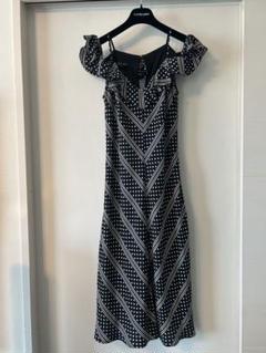 新品　ESCADA オフショルダーワンピース　シルク　水玉　9号相当