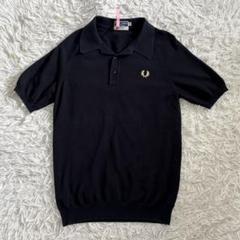 イタリア製 フレッドペリー サマーニットポロシャツ ブラック フレッドペリー/FREDPERRY/イギリス製/UK/黒/ポロシャツ/M/訳