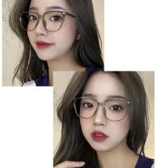 ★残りわずか★伊達メガネ　茶色　ウェリントン　ユニセックス　クリアレンズ　韓国