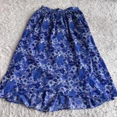 ROPE　ロペ　レトロ　花柄　フィッシュテール　スカート　ブルー　38（M)