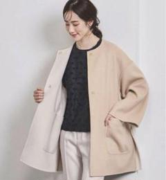 【専用】　ユナイテッドアローズ ダブルブレスト ウール リバーコート ナチュラル UNITED ARROWS ユナイテッドアローズ H BEAUTY&YOUTH カシミヤ混