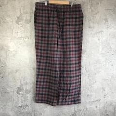 YA4709古着　パジャマパンツ　チェック　グレー　赤　黒　90s Y2K