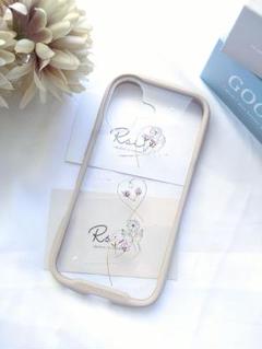 ピンクのかすみ草とワイヤーハート♡　iPhoneケース　ベージュ